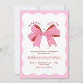 Roze Rood Wavy Retro Huwelijksuitnodiging Kaart (Voorkant)