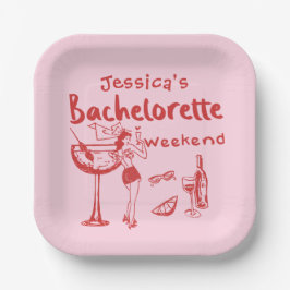 Roze Rood Whimsical Beach Bachelorette Party Papieren Bordje