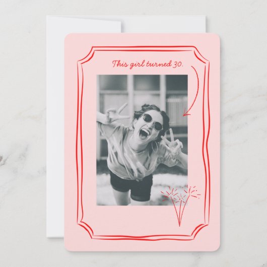 Roze Rood Whimsical Funky Quirky 30-jarig jubileum Kaart (Achterkant)