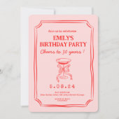 Roze Rood Whimsical Funky Quirky 30-jarig jubileum Kaart (Voorkant)