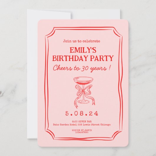 Roze Rood Whimsical Funky Quirky 30-jarig jubileum Kaart (Voorkant)