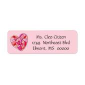Roze Rood Wit Doodle Heart Return Adres Label (Voorkant)