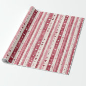Roze Rood Wit Hart Strepen Verjaardag Cadeaupapier (Uitgerold)