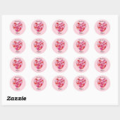 Roze Rood Witte Doodle Patroon Hart Ronde Sticker (Vel)