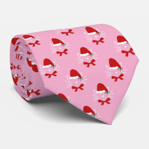 Roze Rood Witte Kerstman Hoed Strik Kat Kerstmis Stropdas