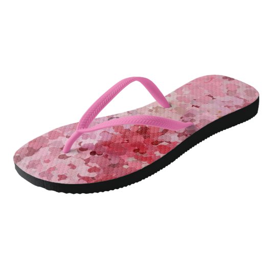 Roze Rood Witte Moderne Trendy Elegante Sjabloon Teenslippers (Schuin)