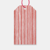 Roze Rood Witte Strepen Verjaardag Cadeaulabel (Achterkant)