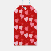 Roze, Rood, Witte Valentijnshartjes Snoepgoed Cadeaulabel (Achterkant)