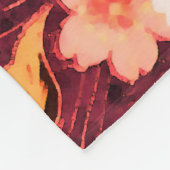 ROZE ROOD WITTE VOORJAARSBLOEMEN, ANTIEK ROOD BLOE FLEECE DEKEN (Hoek)