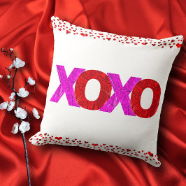 Roze Rood XOXO Hearts Valentijn's Day Bold Modern Kussen