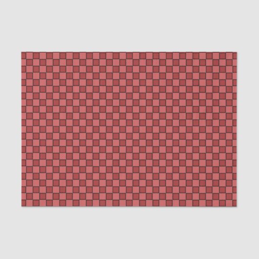 Roze Rood Zwart Checkerboard Patroon Tissuepapier (Voorkant)