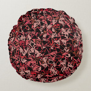 Roze Rood Zwart Driehoek Naadloos Patroon Rond Kussen