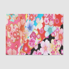 Roze Rood Zwart Japans Kimono Bloemen Decoupage Tissuepapier