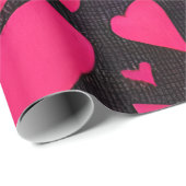 Roze Rood & Zwart Liefde Valentijn Cadeaupapier (Rol Hoek)