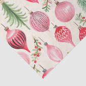 Roze Rood Zwart Retro Kerst Ornamenten Tissuepapier (Detail)