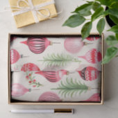 Roze Rood Zwart Retro Kerst Ornamenten Tissuepapier (Geschenk)