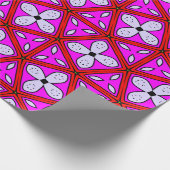 Roze, Rood, Zwart & Wit Bloemen Geometrisch Patroo Cadeaupapier (Hoek)
