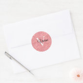 Roze roodbruin met zwarte monogram en witte naam ronde sticker (Envelop)