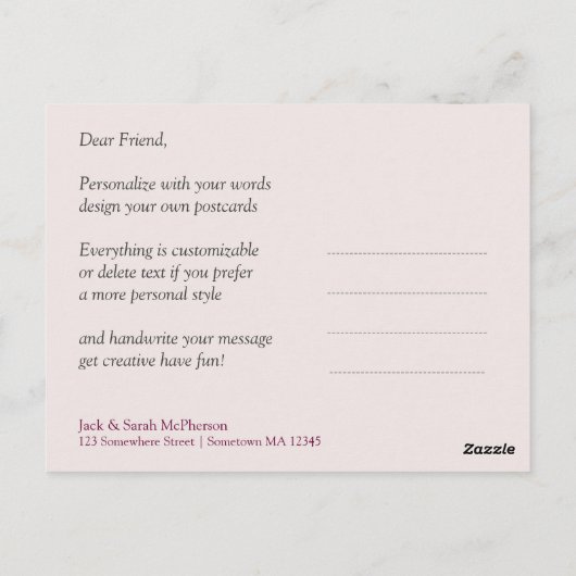 Roze roodharten Dank u Briefkaart (Achterkant)