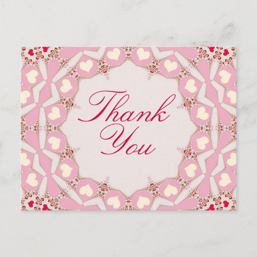 Roze roodharten Dank u Briefkaart (Voorkant)