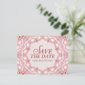 Roze roodharten Opslaan Briefkaart Datum (Staand voorkant)