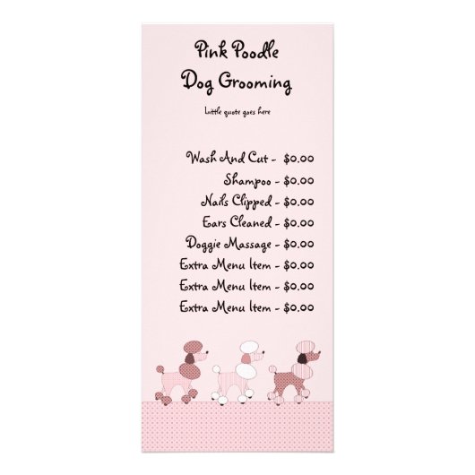Roze roodjes op de Parade Pricing Menu Card (Voorkant)