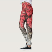 Roze roodroodblad leggings herfstmuur (Links)
