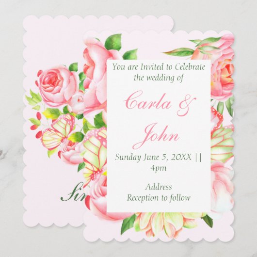 Roze roodroodbruine weddenschap kaart (Voorkant / Achterkant)