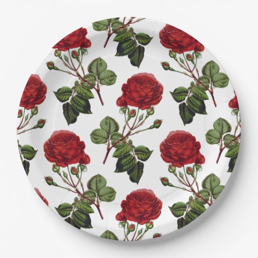 Roze roodroos papieren bordje (Voorkant)