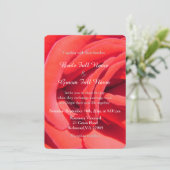 Roze roodroze roodbloem bruiloft kaart (Staand voorkant)