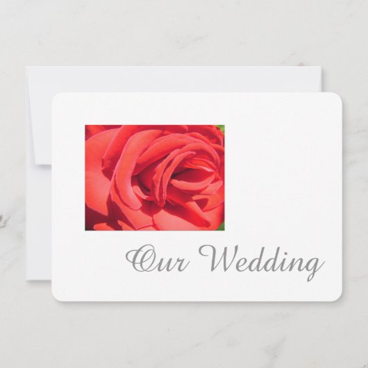 Roze roodroze roodbloem bruiloft kaart (Achterkant)