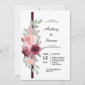 Roze roodroze uitnodiging voor bruiloft (Voorkant)