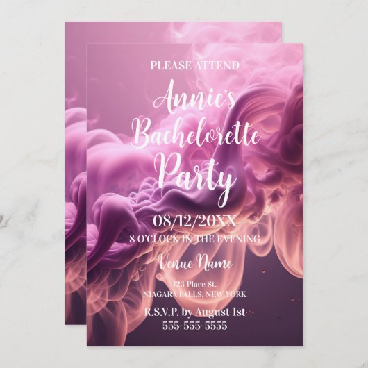  Roze Rook Bachelorette Party Kaart (Voorkant / Achterkant)