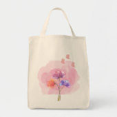 Roze Rook Bloemen Canvas tas met Vlinders – Eleg (Voorkant)