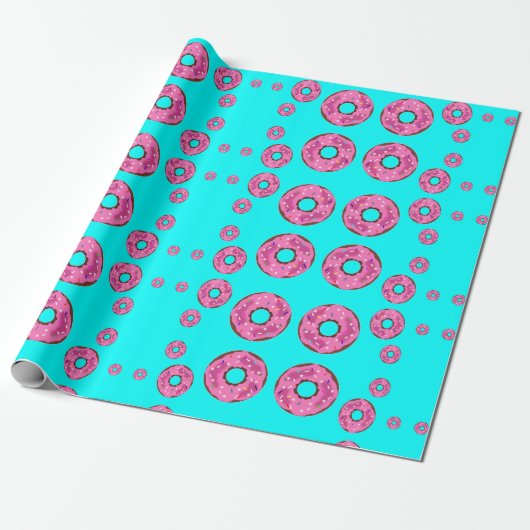 Roze roomdonuts cadeaupapier (Uitgerold)