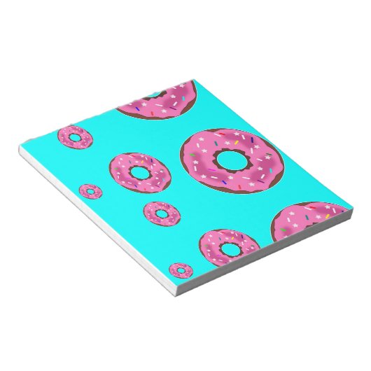Roze roomdonuts notitieblok (Schuin)