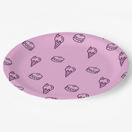 Roze roomijs & cake Papier Bord (Gekanteld)