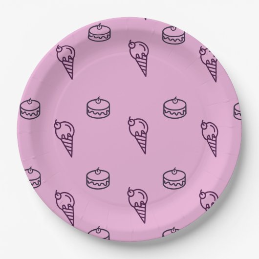 Roze roomijs & cake Papier Bord (Voorkant)