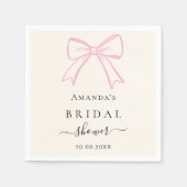 Roze roomkleurige handgetekende strik Bruidsdouche Servet (Voorkant)