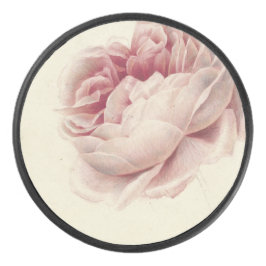 Roze Roos (1792) – Tijdloze  botanische kunst Hockey Puck