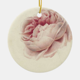 Roze Roos (1792) – Tijdloze  botanische kunst Keramisch Ornament