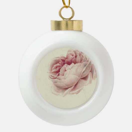 Roze Roos (1792) – Tijdloze  botanische kunst Keramische Bal Ornament (Voorkant)