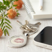 Roze Roos (1792) – Tijdloze  botanische kunst Sleutelhanger (Zijkant)