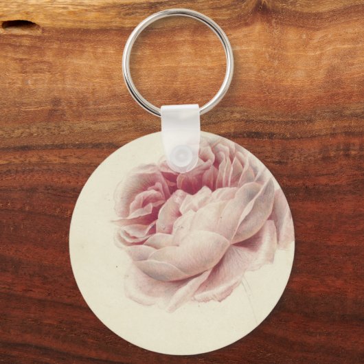 Roze Roos (1792) – Tijdloze botanische kunst Sleutelhanger (Voorkant)