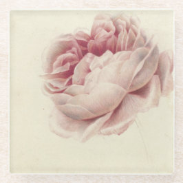 Roze Roos (1792) – Timeless Vintage Botanische Kun Glazen Onderzetter