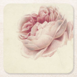 Roze Roos (1792) – Timeless Vintage Botanische Kun Kartonnen Onderzetters