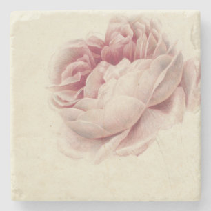 Roze Roos (1792) – Timeless Vintage Botanische Kun Stenen Onderzetter