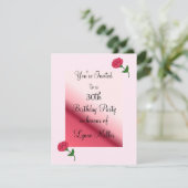 Roze Roos 30e Verjaardagsuitnodiging Kaart (Staand voorkant)