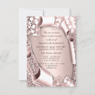 Roze Roos 3D Glitter Effect Frame Initialen  Kaart