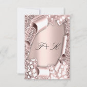 Roze Roos 3D Glitter Effect Lijst Beginletters Kaart (Achterkant)